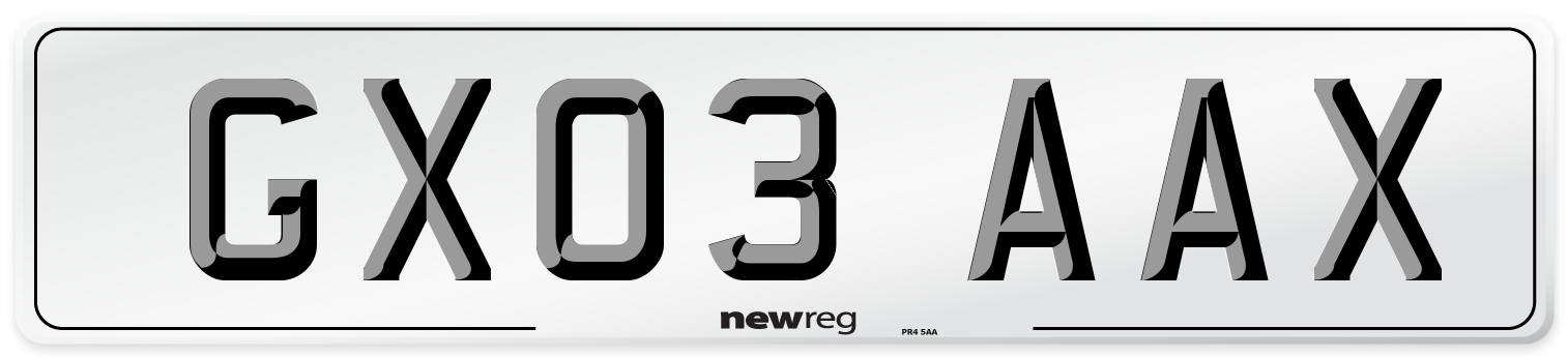 GX03 AAX Number Plate from New Reg